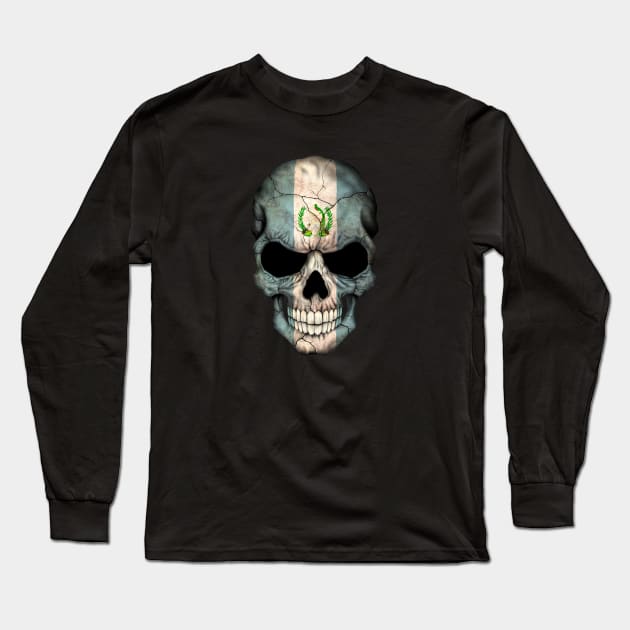 Guatemalan Flag Skull Long Sleeve T-Shirt by jeffbartels